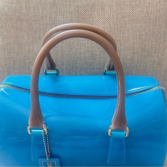 Furla Boston Blue and Gray Jelly Handbag - Picture 6 of 16